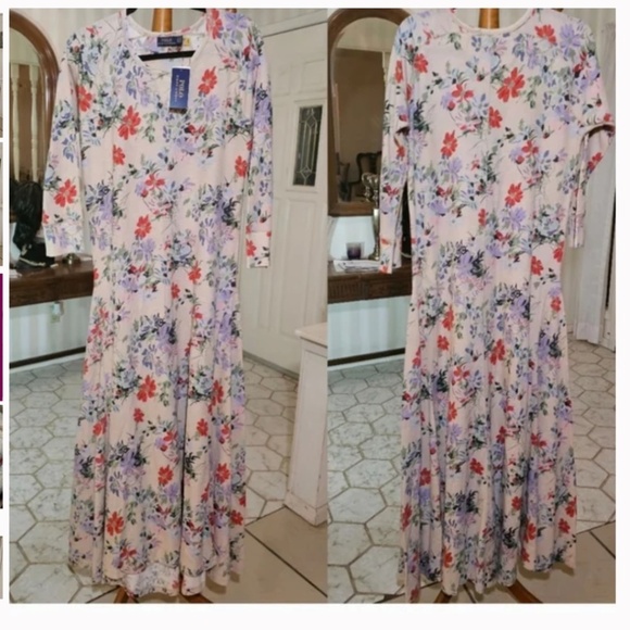 NWT POLO RALPH LAUREN Waffle Knitted Floral Maxi Dress Size US XL - Picture 5 of 5